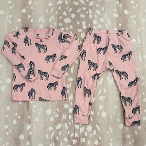Monica + Andy Girls Organic Cotton Zebra Pajama Set 3T Pink 2-Piece Sleepwear